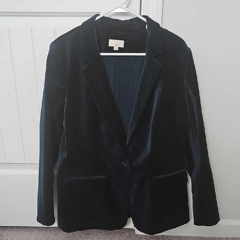 LOFT Midnight Blue Velvet Blazer